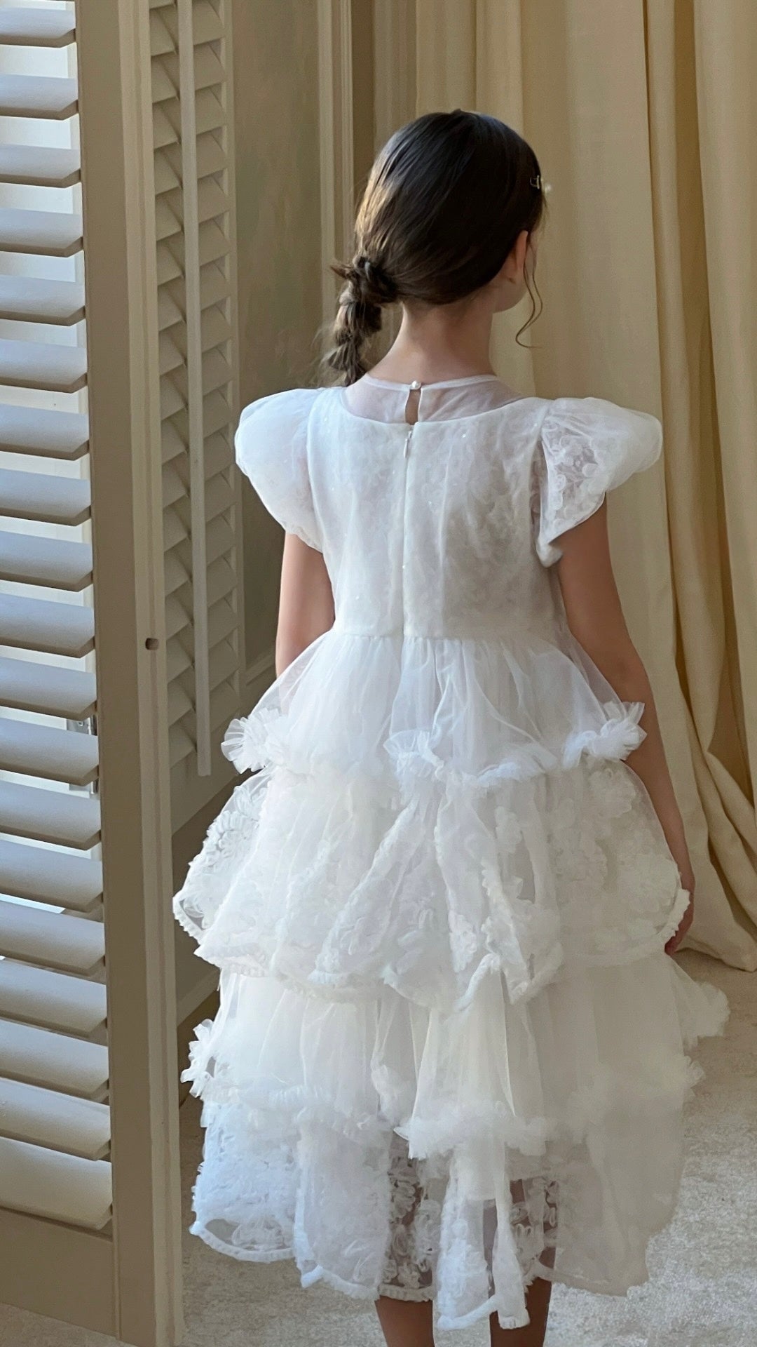 Petal Cascade Puff Tulle Dress