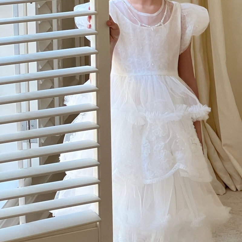 Petal Cascade Puff Tulle Dress