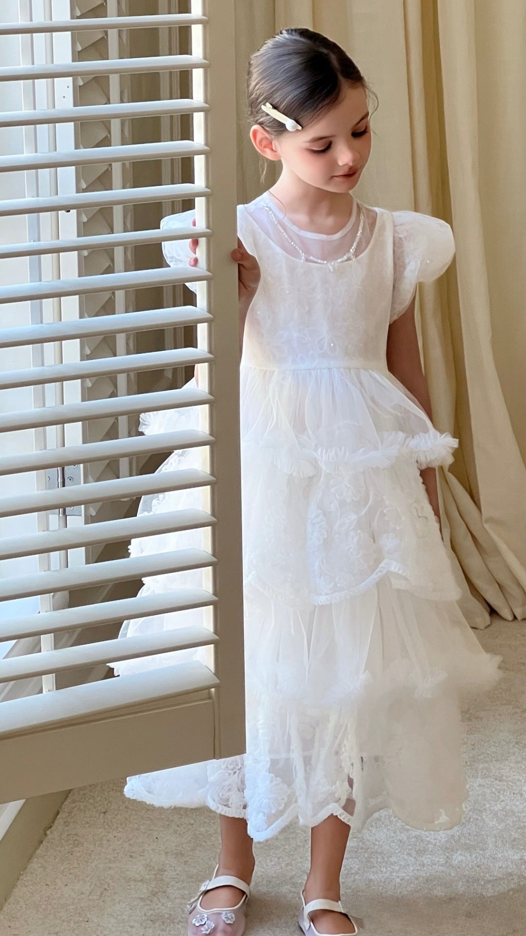 Petal Cascade Puff Tulle Dress