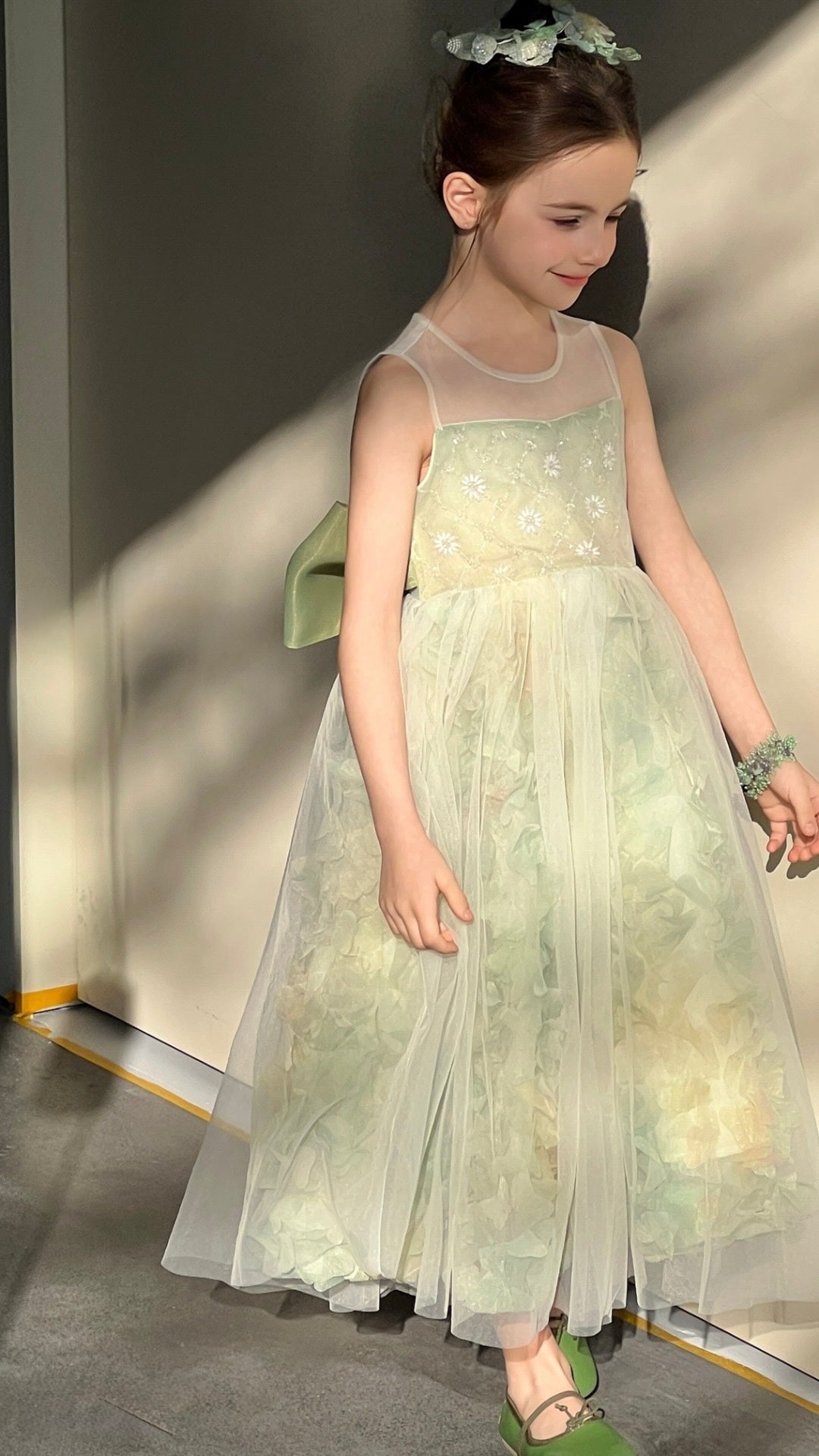 Verdant Petal Tulle Dress