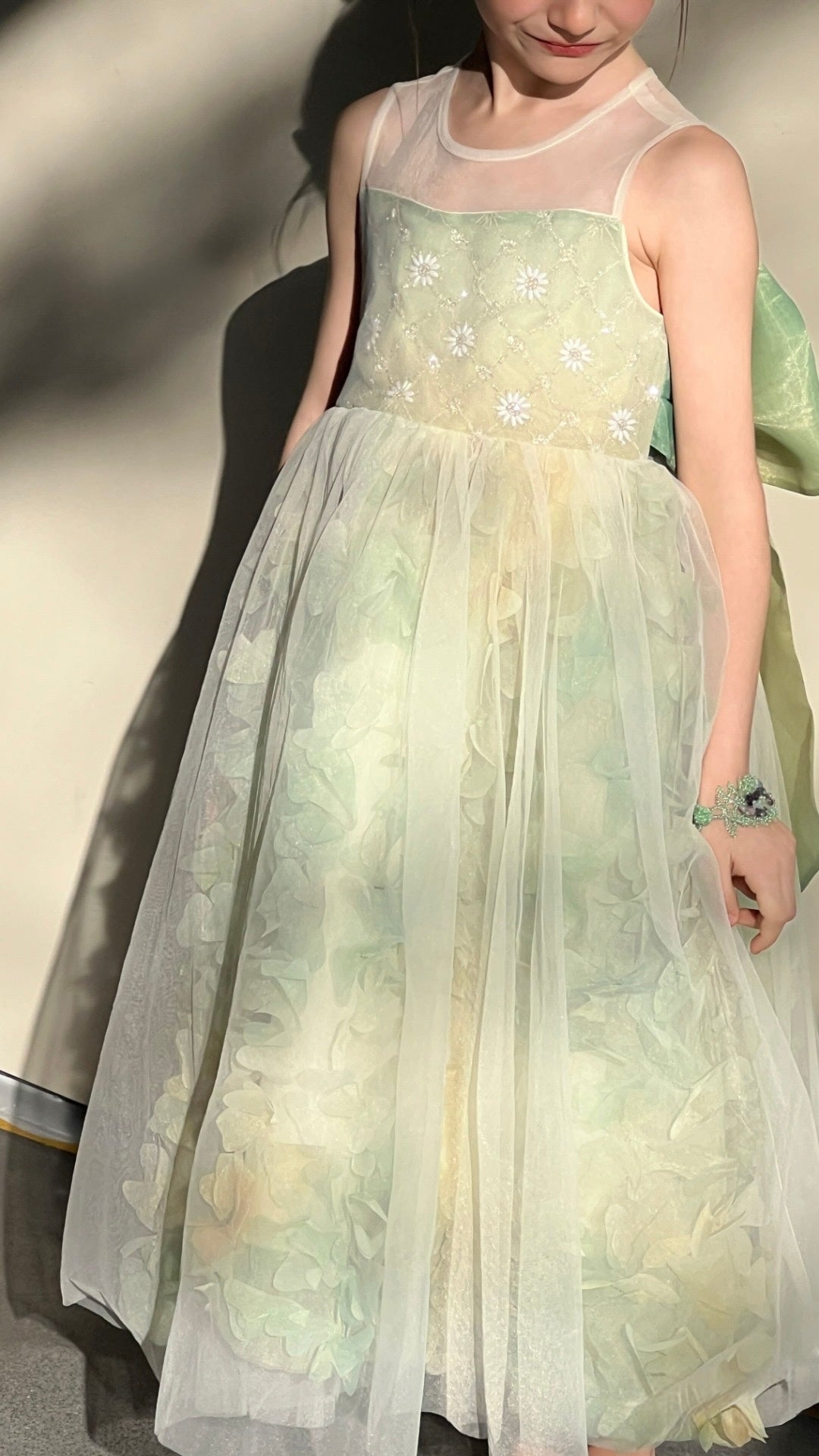 Verdant Petal Tulle Dress