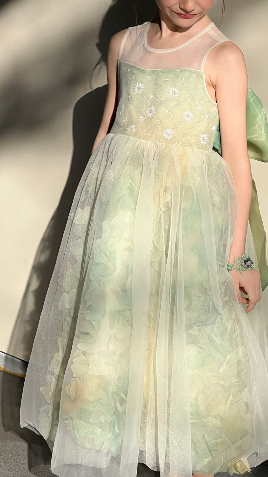 Verdant Petal Tulle Dress