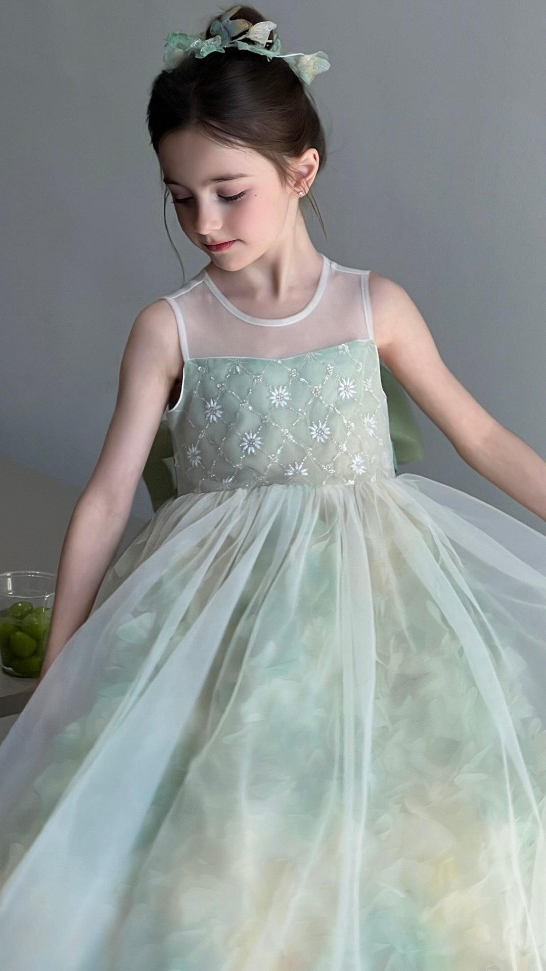 Verdant Petal Tulle Dress