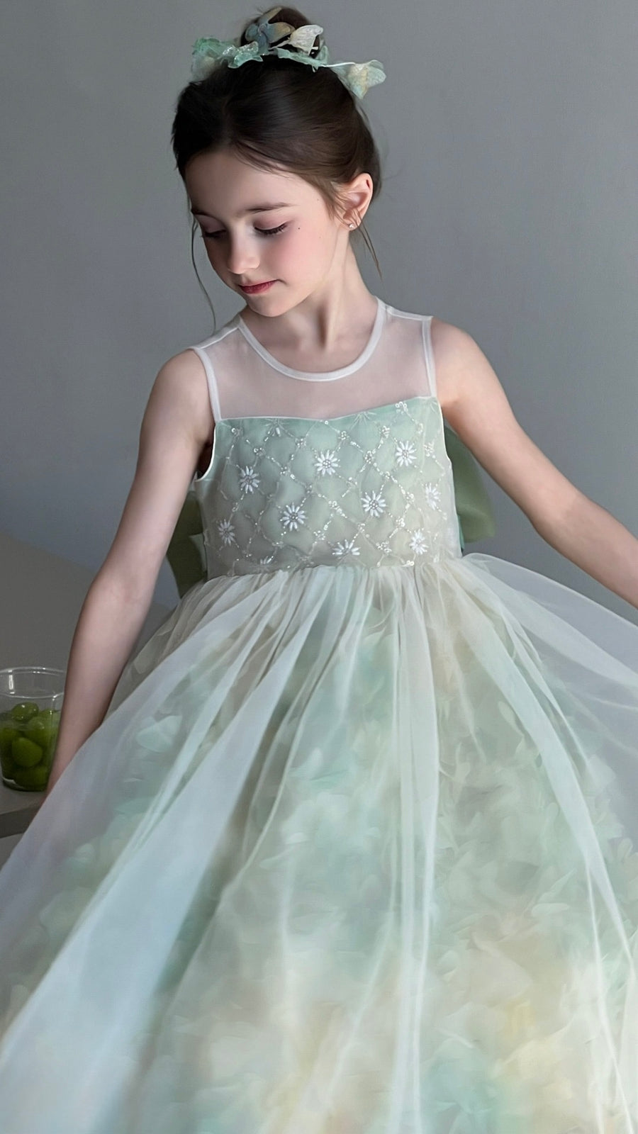 Verdant Petal Tulle Dress