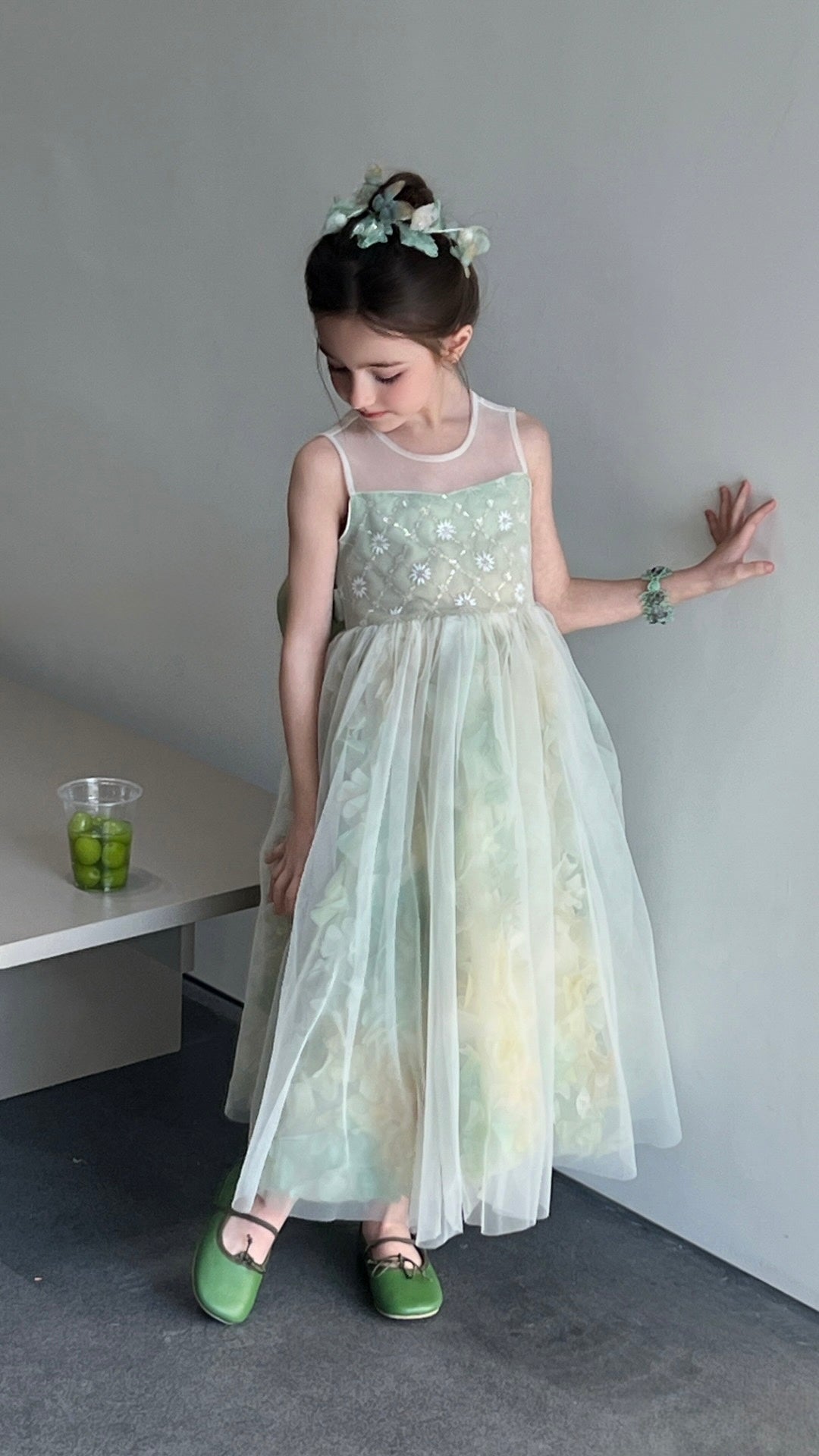 Verdant Petal Tulle Dress