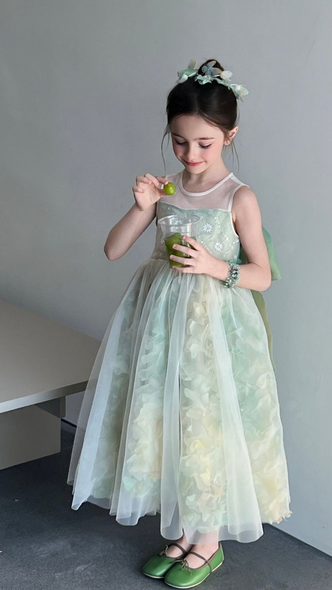 Verdant Petal Tulle Dress