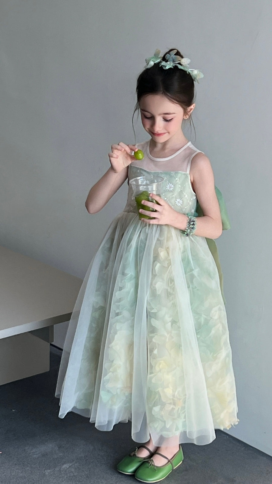 Verdant Petal Tulle Dress