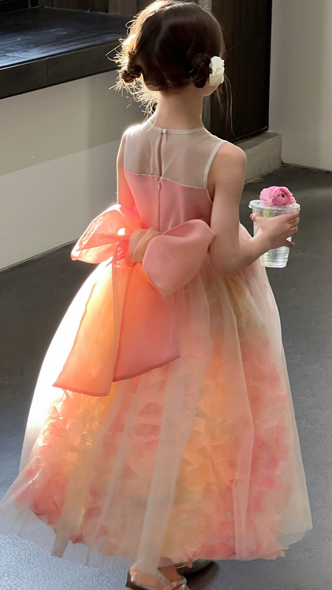 Peach Blossom Petal Tulle Dress