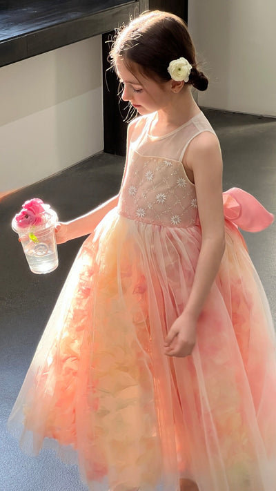 Peach Blossom Petal Tulle Dress