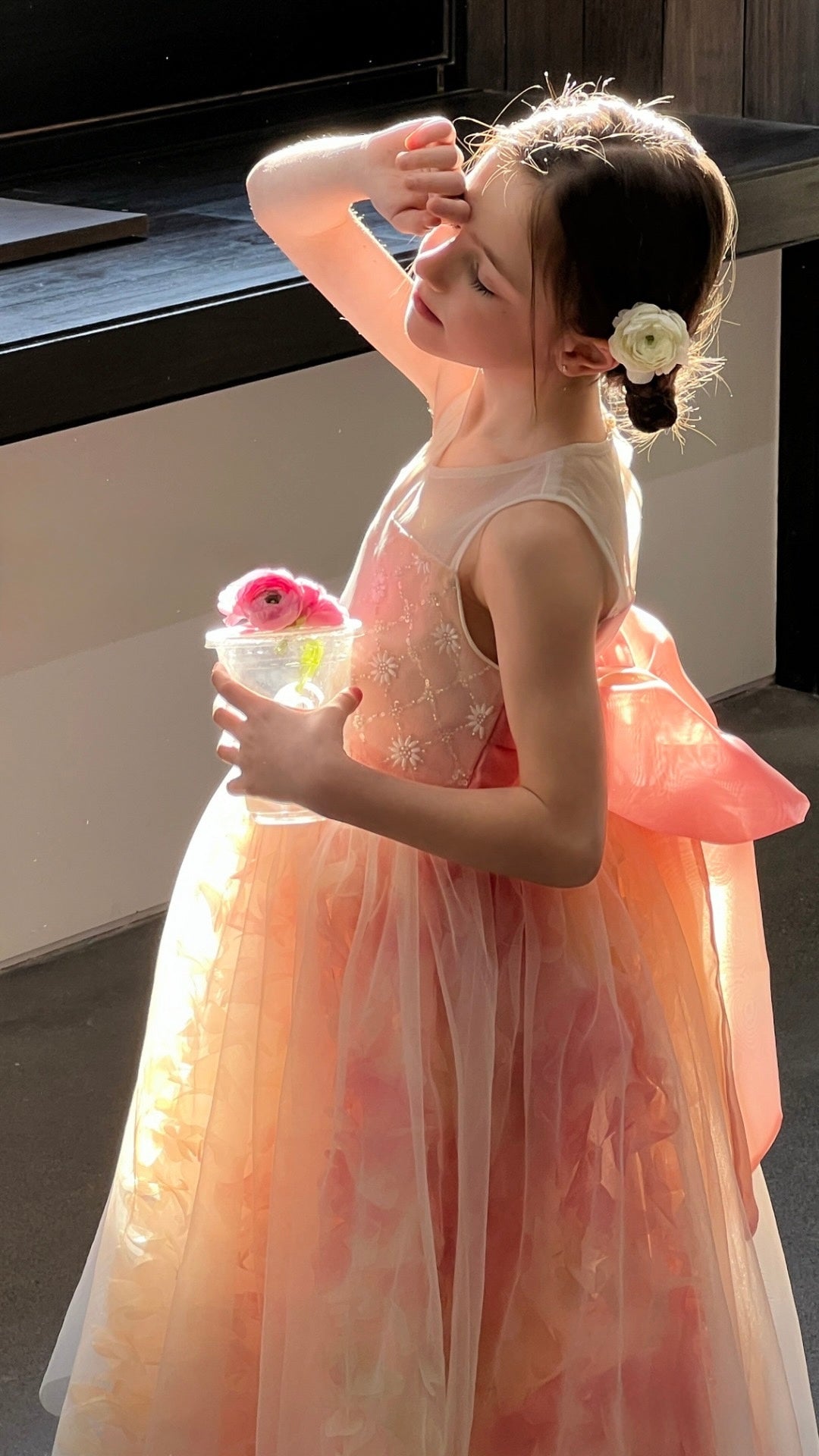 Peach Blossom Petal Tulle Dress