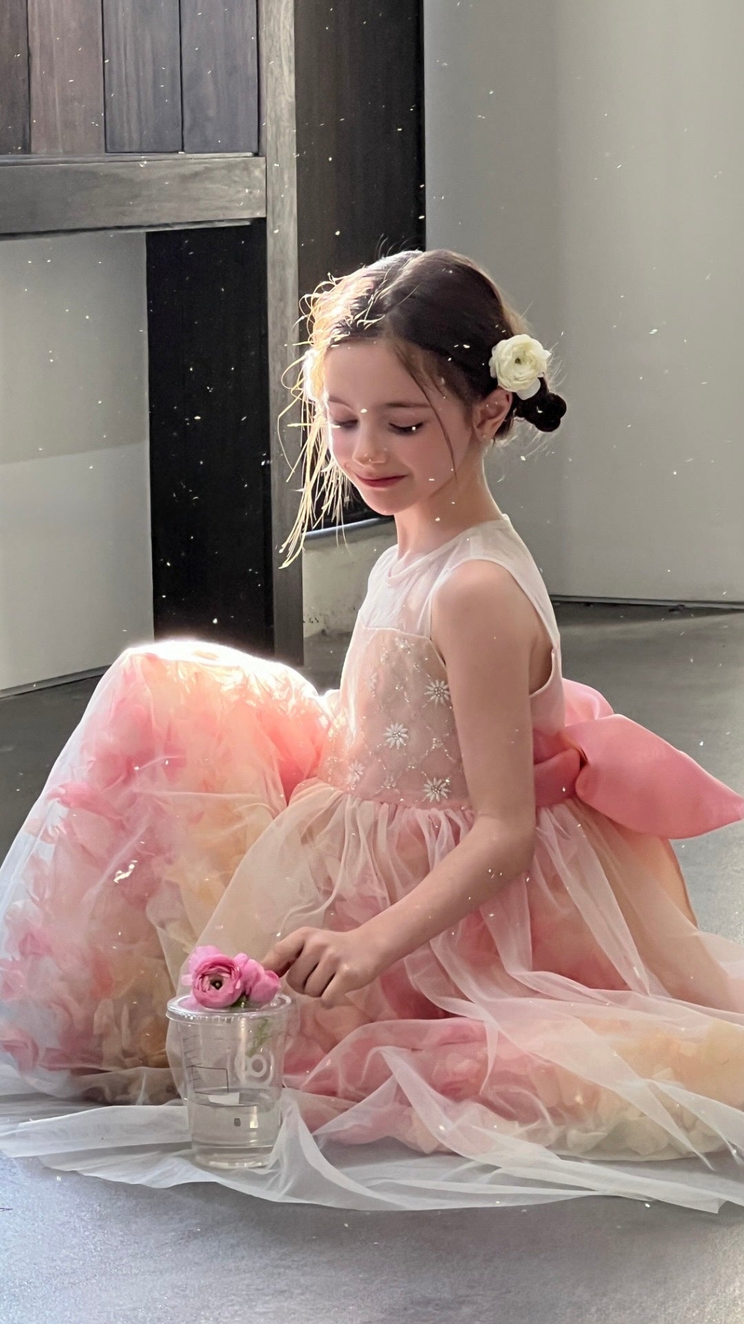 Peach Blossom Petal Tulle Dress