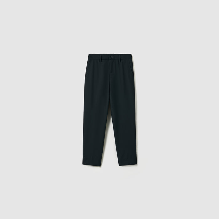 The KIKI and JOJO Noir Bloom Suit Pants are boys' black straight-leg trousers, shown on a plain light gray background—ideal for formal events.
