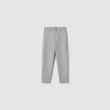 The Silver Bloom Suit Pants by KIKI and JOJO are light grey, straight-leg boys’ suit pants with pinstripes, button and zip closure, front pleats, and side pockets, shown against a plain white background.