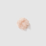 The KIKI and JOJO Girls Mini Pearl Sheen Organza Scrunchie Set of 3 in Soft Gray, Blush Pink, and Ivory Cream makes the perfect hair accessory, displayed on a plain white background.