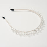 The KIKI and JOJO Girls Crystal Bead Headband, featuring clear round beads, makes a perfect birthday party hairpiece and is shown on a plain white background.