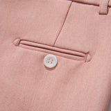 Close-up of KIKI and JOJO Blush Reverie Suit Pants for boys, showing a pocket with white button, belt loop, and adjustable waistband for a perfect fit.