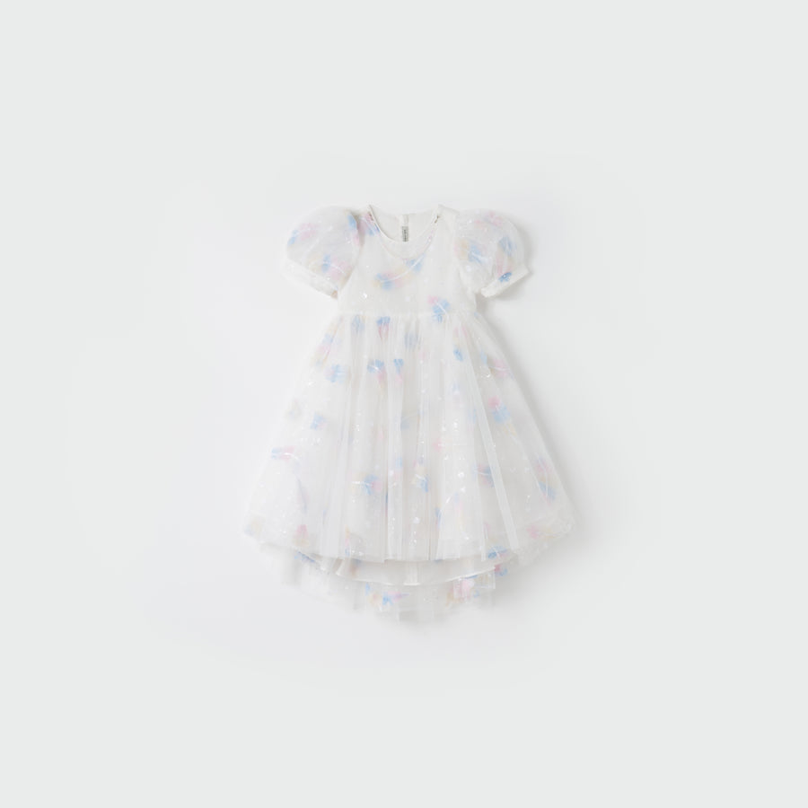 Feather Bloom Pastel Tulle Dress