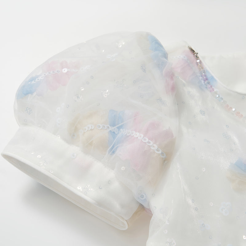 Feather Bloom Pastel Tulle Dress