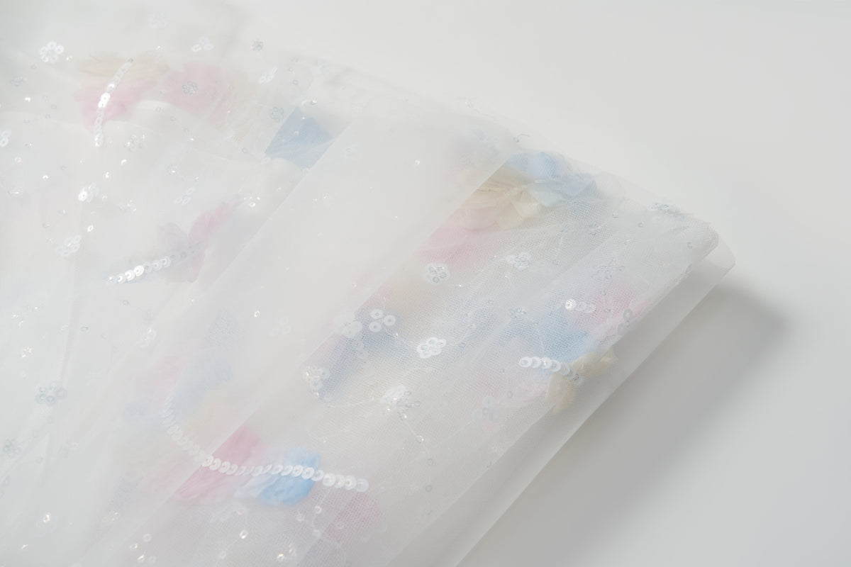 Feather Bloom Pastel Tulle Dress