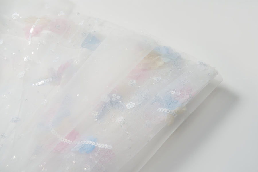 Feather Bloom Pastel Tulle Dress