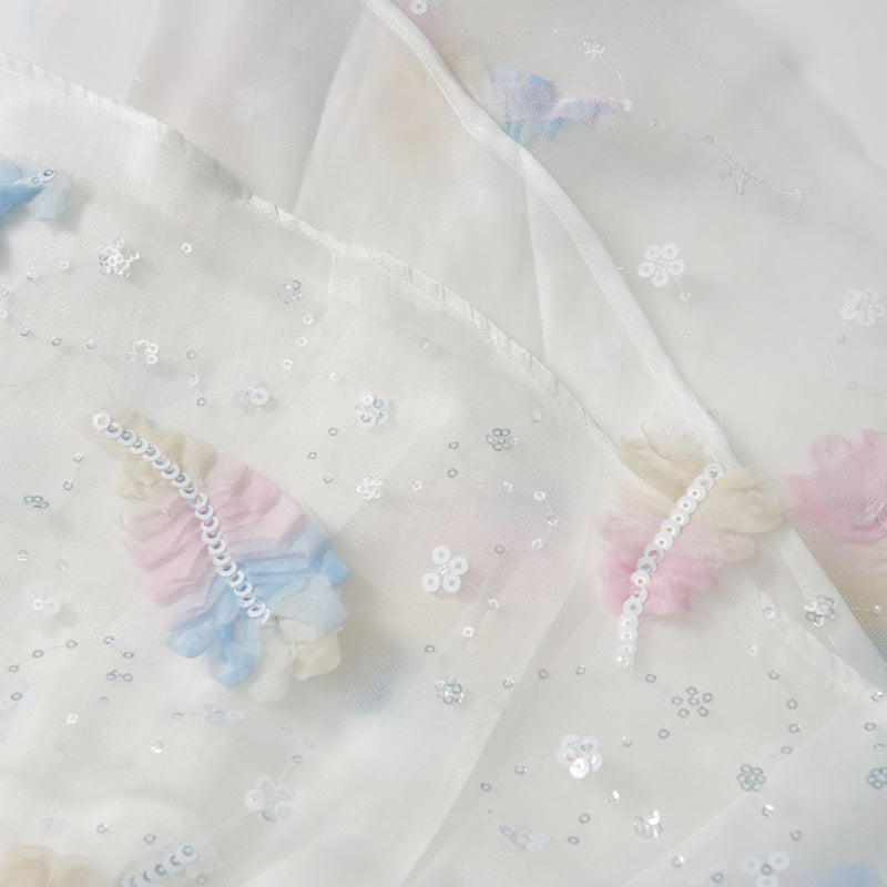 Feather Bloom Pastel Tulle Dress