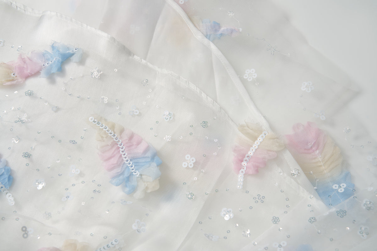 Feather Bloom Pastel Tulle Dress