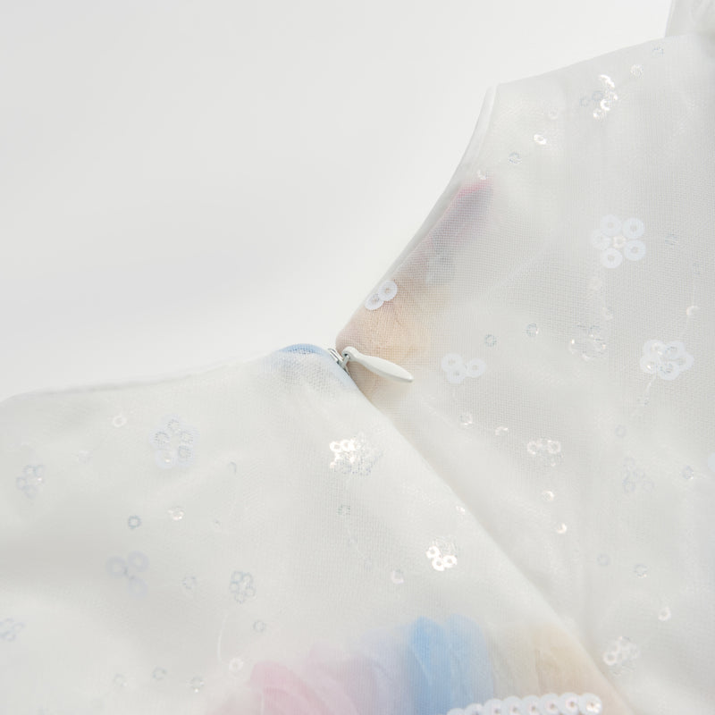 Feather Bloom Pastel Tulle Dress