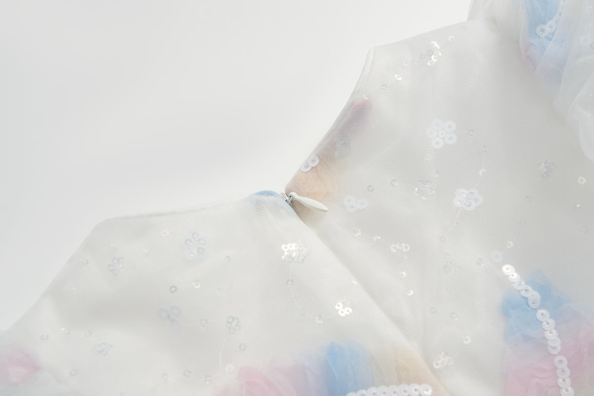 Feather Bloom Pastel Tulle Dress
