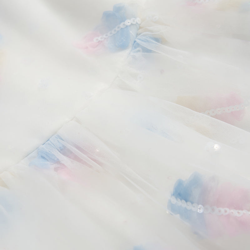 Feather Bloom Pastel Tulle Dress