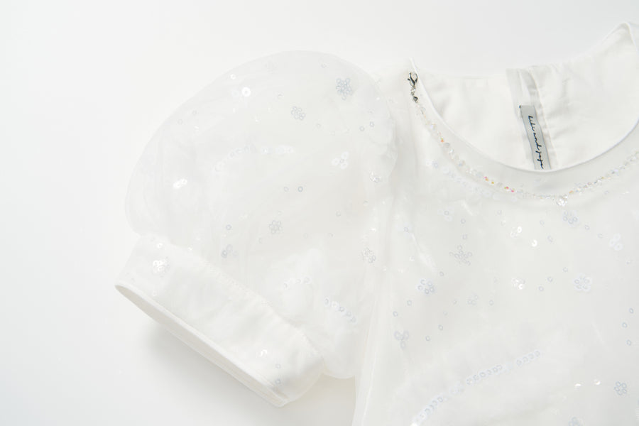 Feather Bloom Layered Tulle Dress