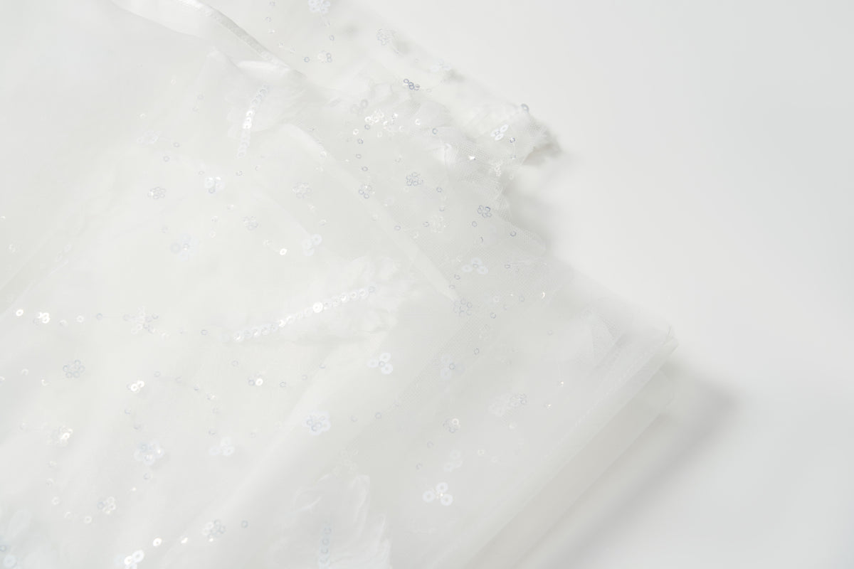 Feather Bloom Layered Tulle Dress