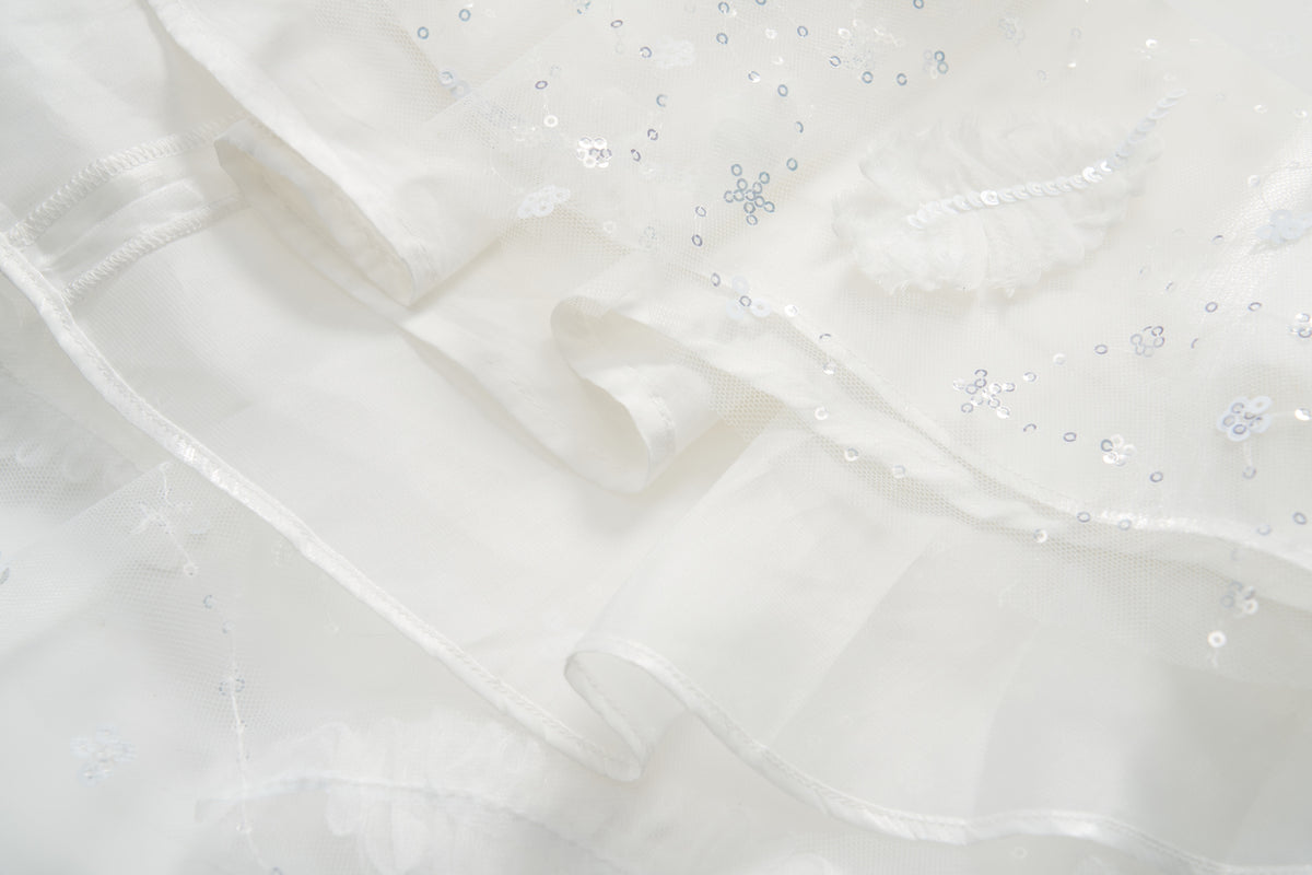 Feather Bloom Layered Tulle Dress