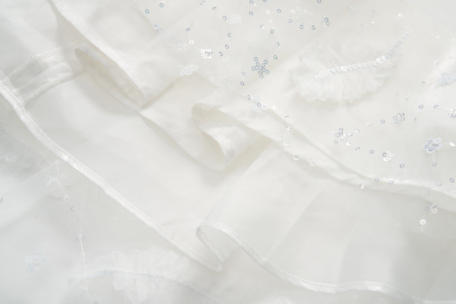 Feather Bloom Layered Tulle Dress