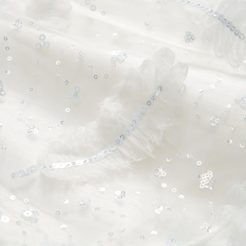 Feather Bloom Layered Tulle Dress