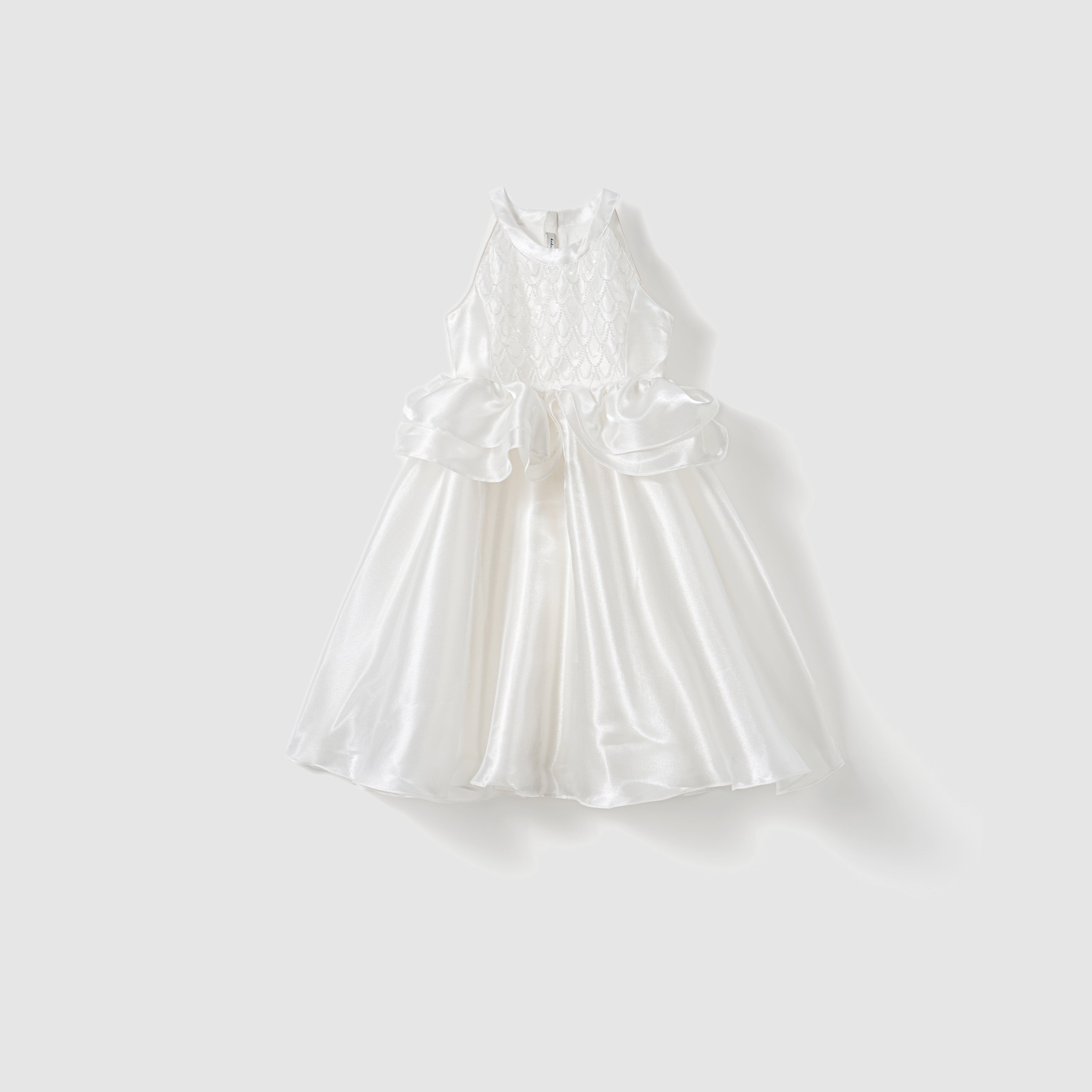 Girls Satin White A-Line Dress - Beaded Elegance Pearl White / 4-5 Years (110cm) Girls Satin White A-Line Dress - Beaded Elegance Pearl White / 4-5 Years (110cm)