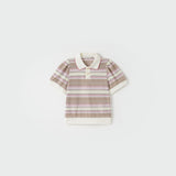 Blush Pink Meadow Stripe Knit Polo Top