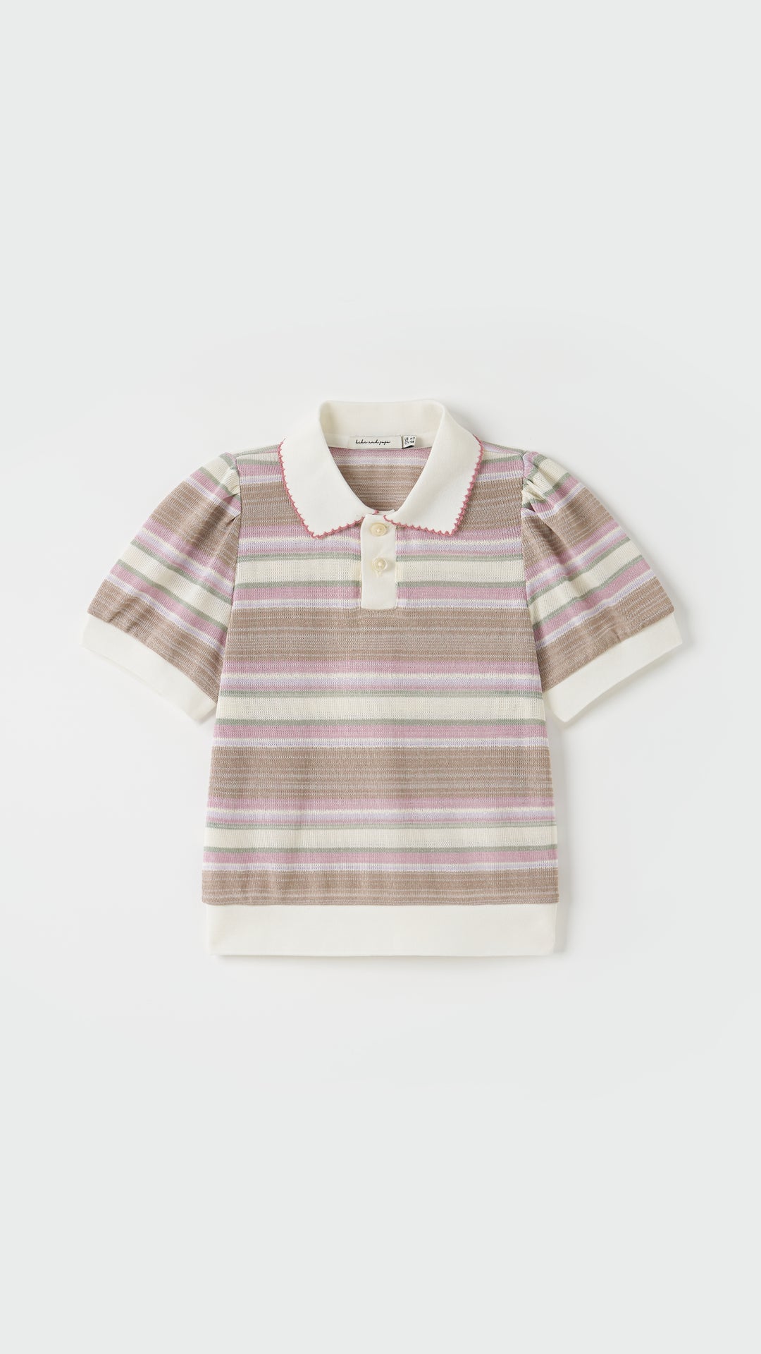 Blush Pink Meadow Stripe Knit Polo Top