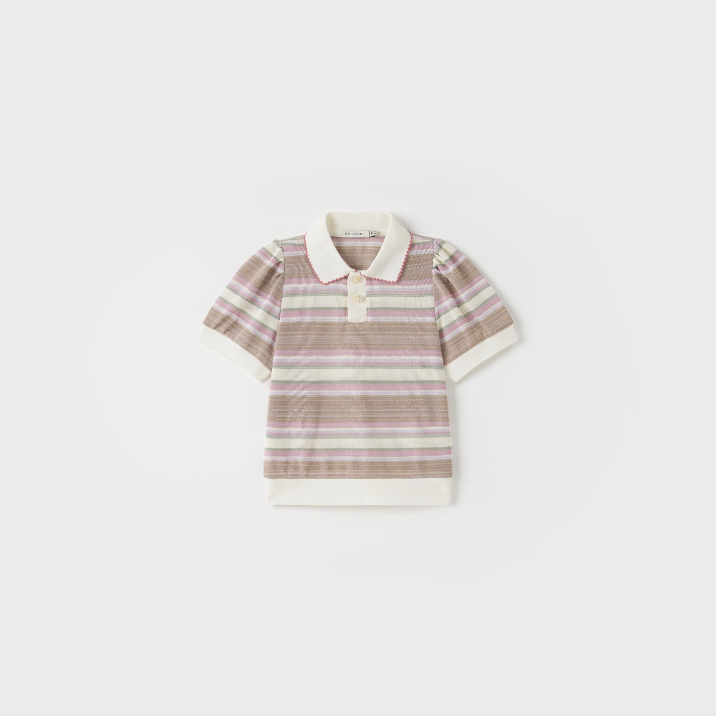 Blush Pink Meadow Stripe Knit Polo Top