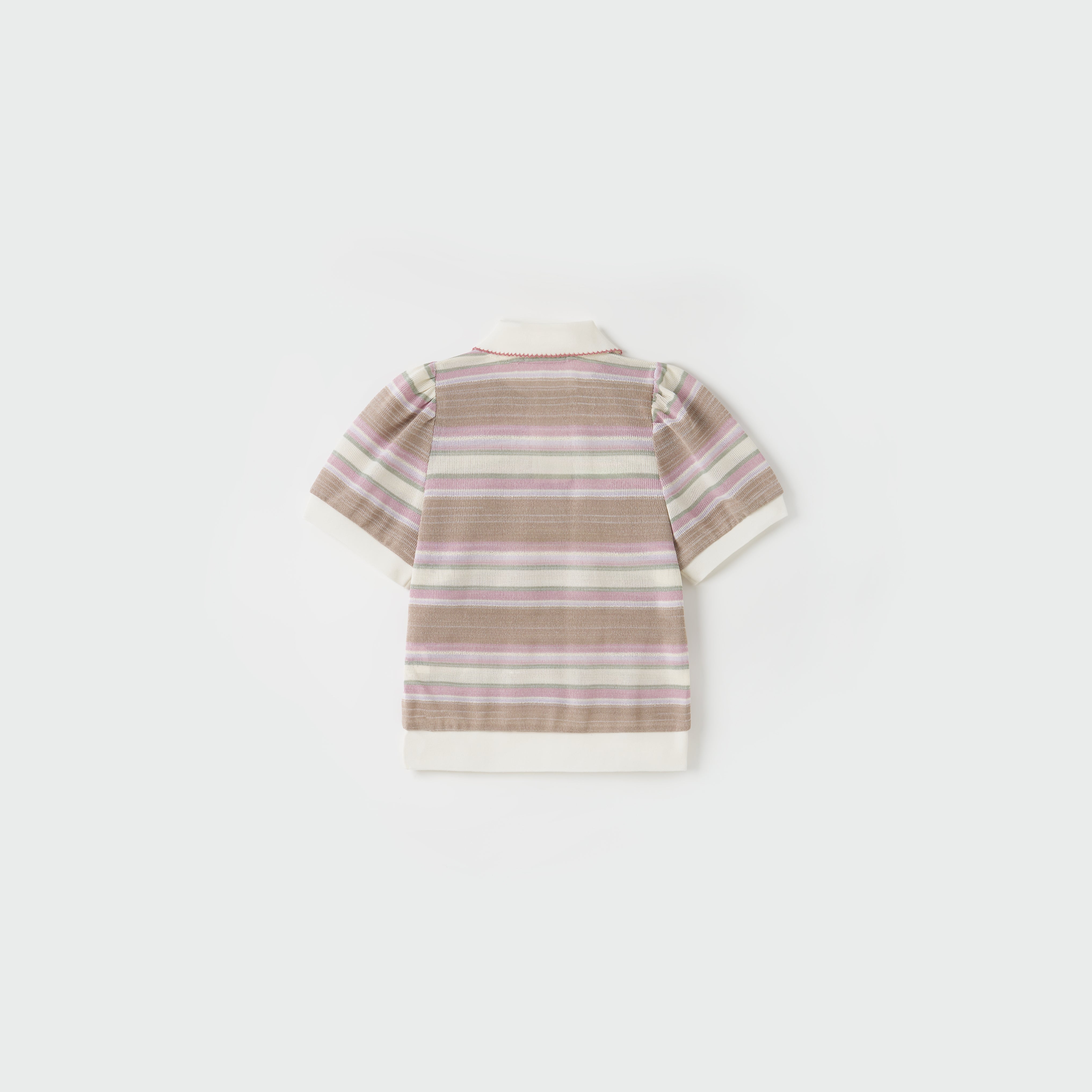 Blush Pink Meadow Stripe Knit Polo Top