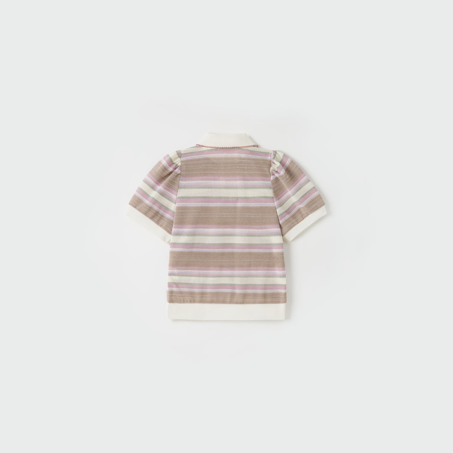 Blush Pink Meadow Stripe Knit Polo Top
