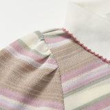 Blush Pink Meadow Stripe Knit Polo Top