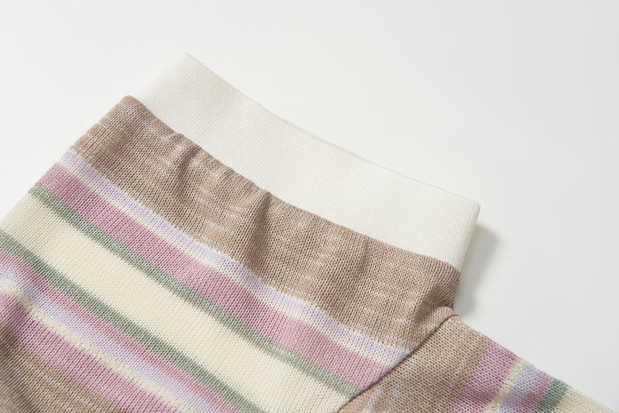Blush Pink Meadow Stripe Knit Polo Top