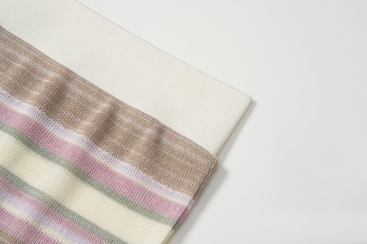 Blush Pink Meadow Stripe Knit Polo Top