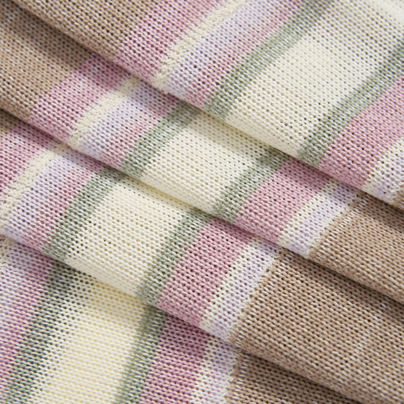 Blush Pink Meadow Stripe Knit Polo Top