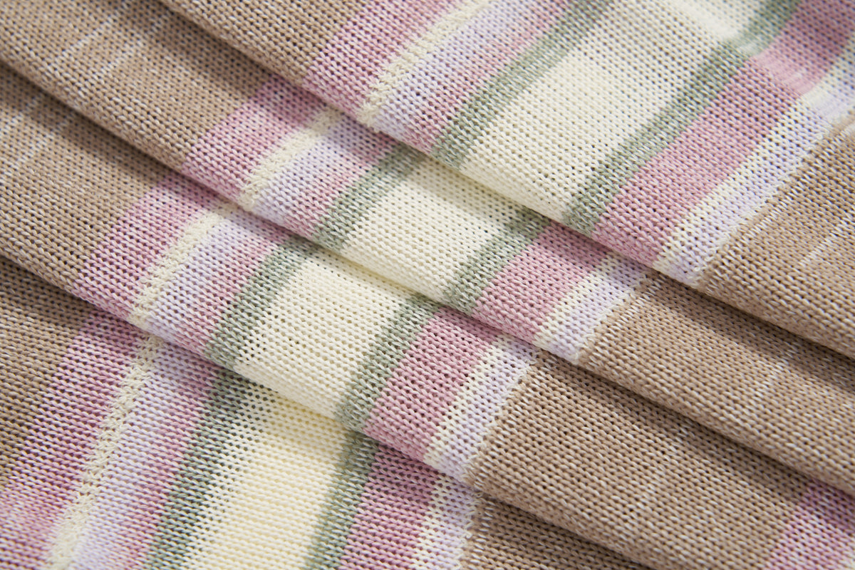 Blush Pink Meadow Stripe Knit Polo Top