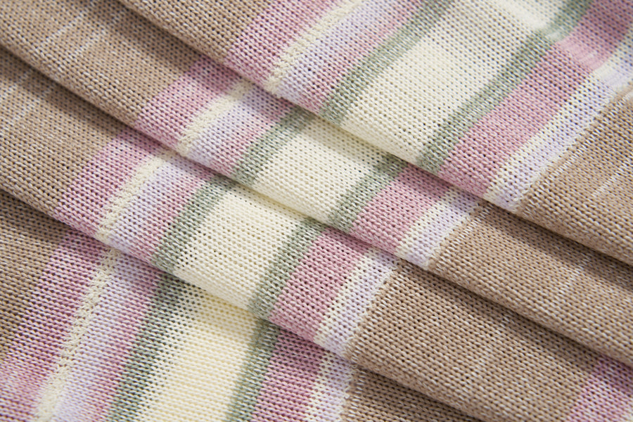 Blush Pink Meadow Stripe Knit Polo Top