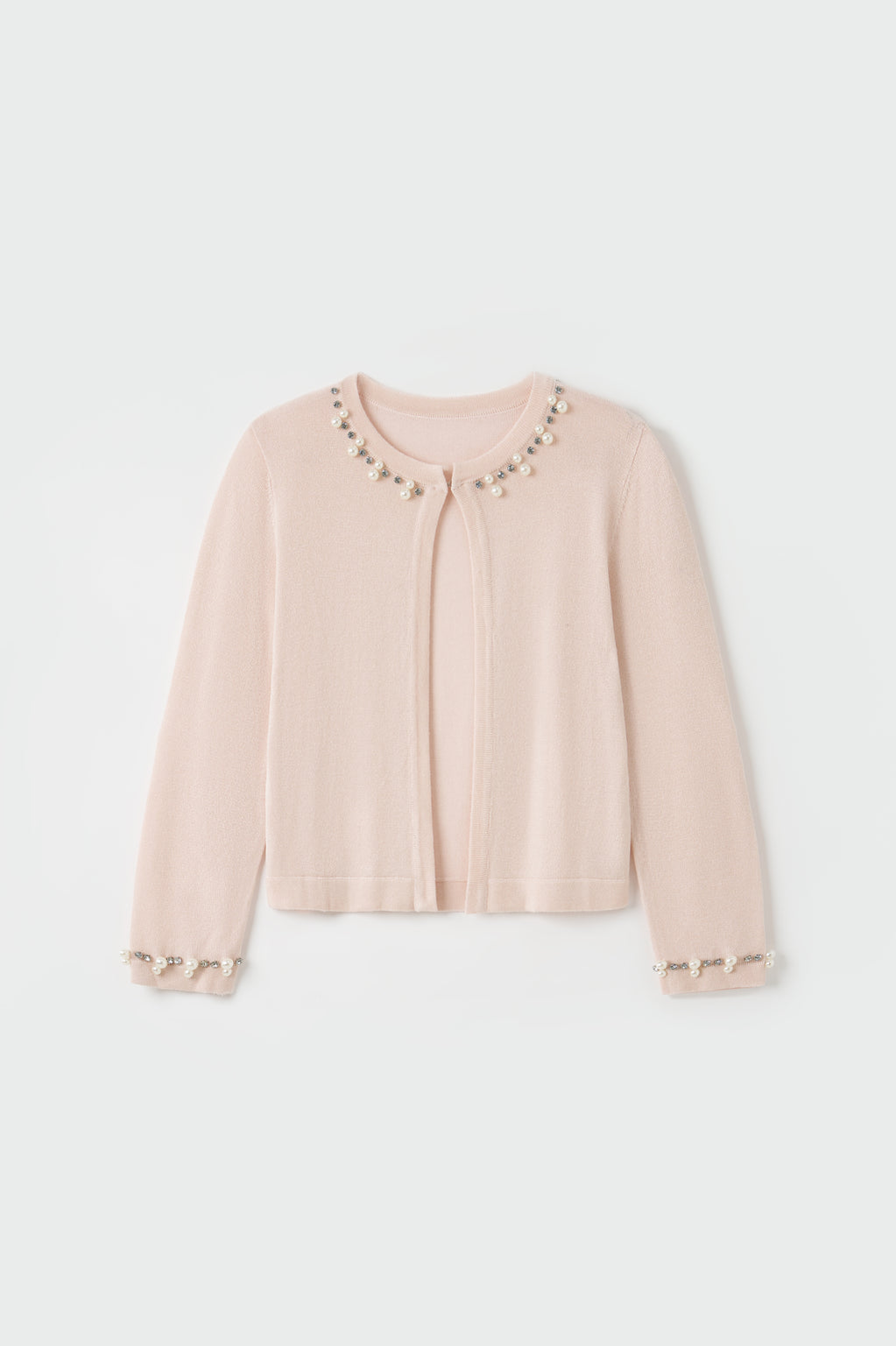 Blush Petal Pearl Knit Cardigan