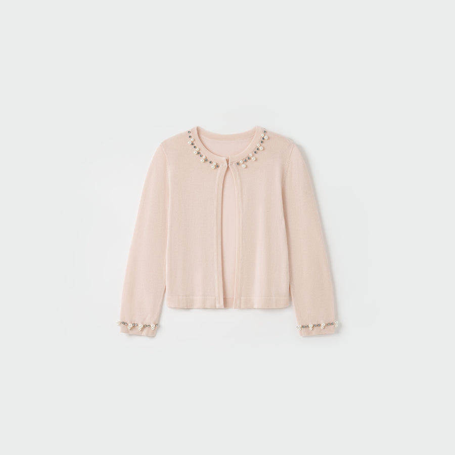 Blush Petal Pearl Knit Cardigan