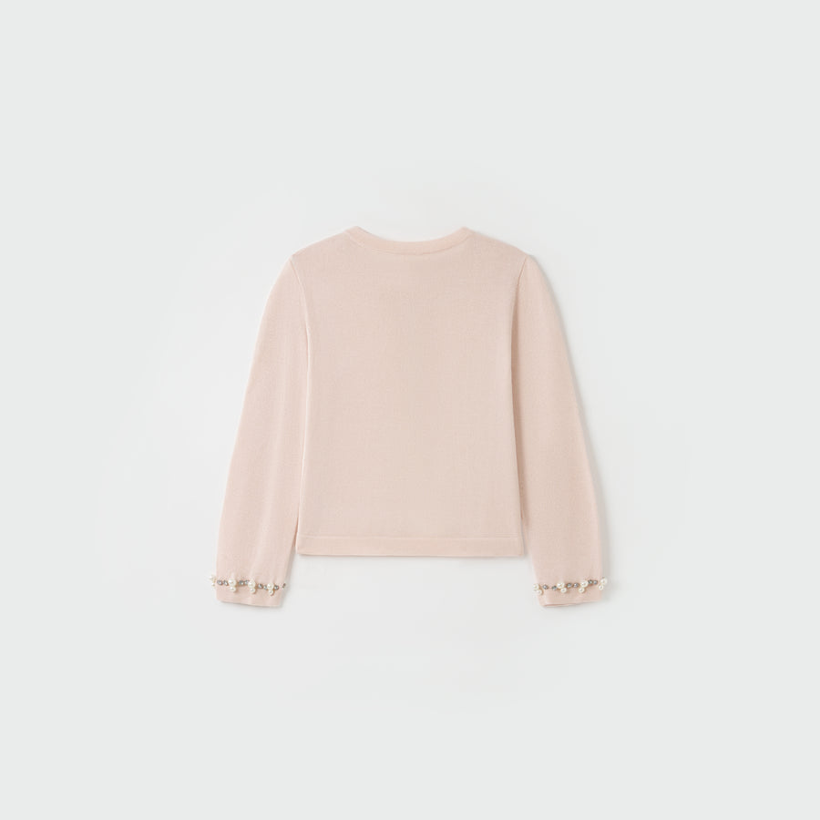 Blush Petal Pearl Knit Cardigan