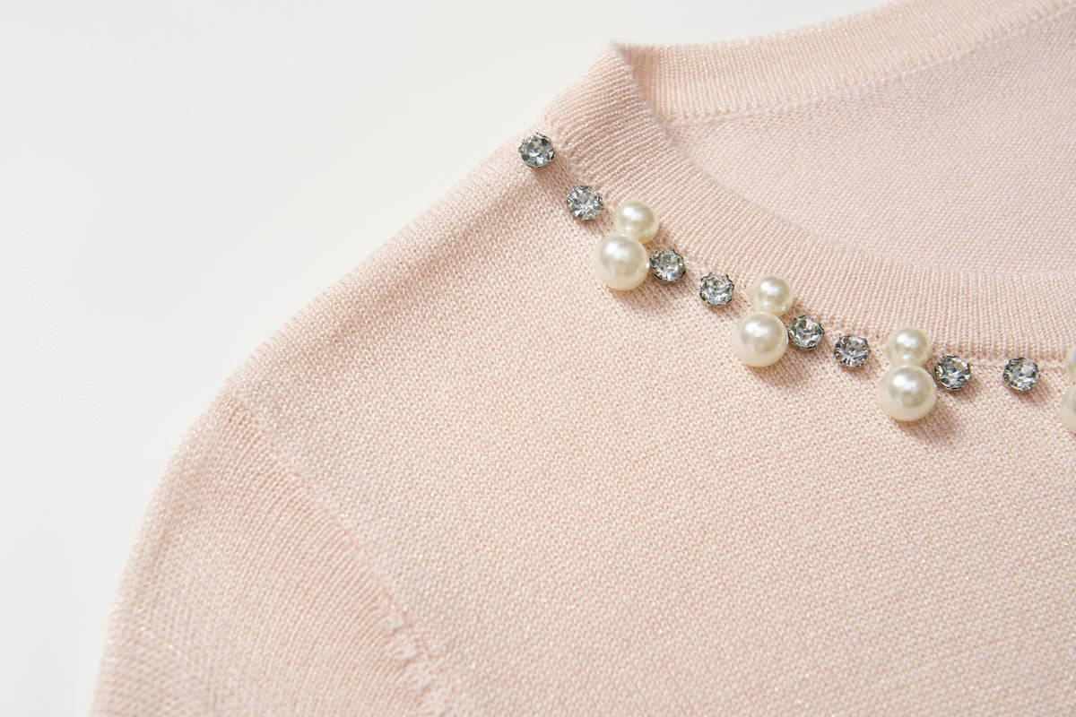 Blush Petal Pearl Knit Cardigan